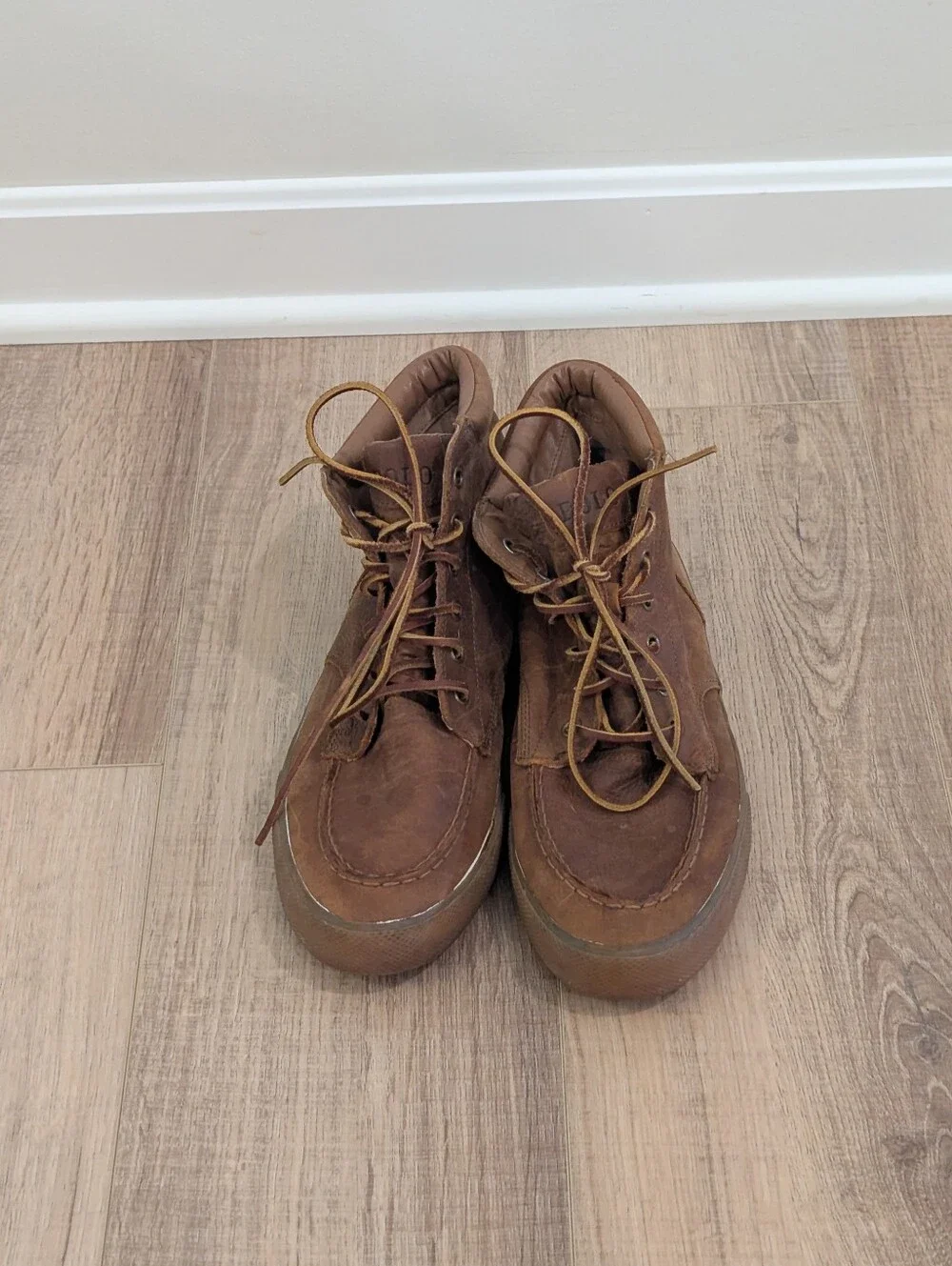 Polo Ralph Lauren Tedd Waxy Pull Up Leather Chukka Boots Men's 10.5D Brown